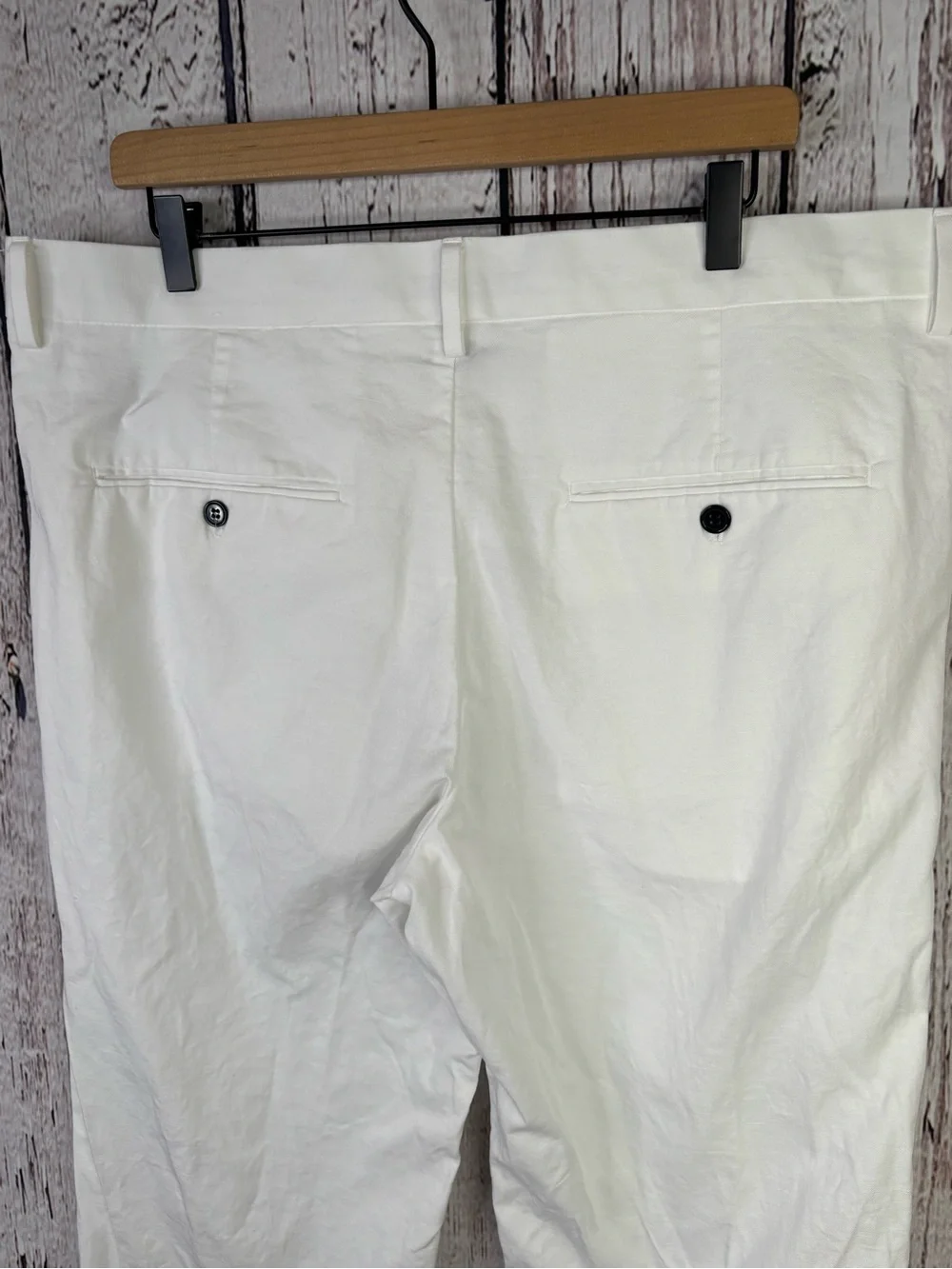 H&M Men’s Regular Fit White Cuffed Trousers Pants Size 38 Pleated 39x28” Slacks